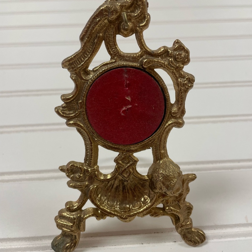 Antique Victorian Brass Pocket Watch Display Easel 1920s Jewelry Display